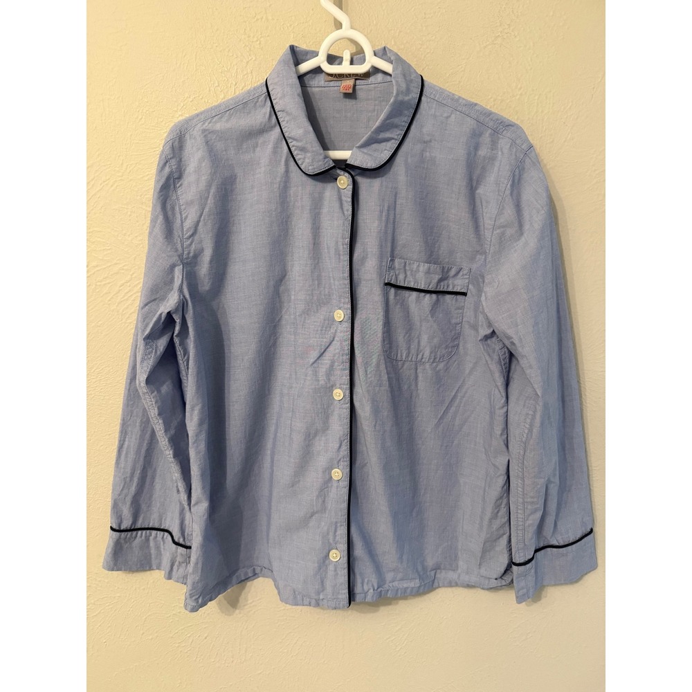 J.Crew Womens Blue Cotton Chambray Pajama Top Long Sleeve Button Up Small